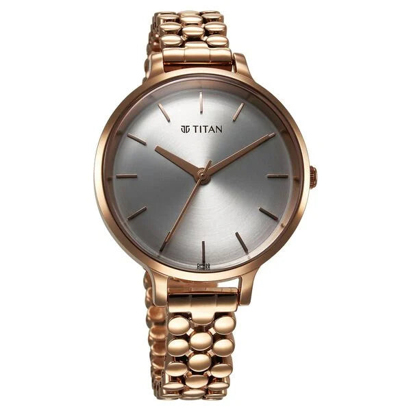 Titan Secluded Quartz Analog Silver Dial Metal Strap Watch For Women 2709wm02