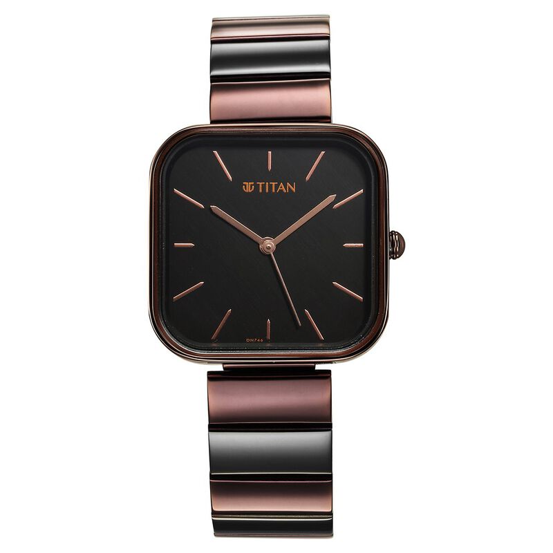 Titan Purple Stackables Quartz Analog Black Dial Stainless Steel Strap Watch for Women 2715KM01F - KRISHNA WATCH COMPANY