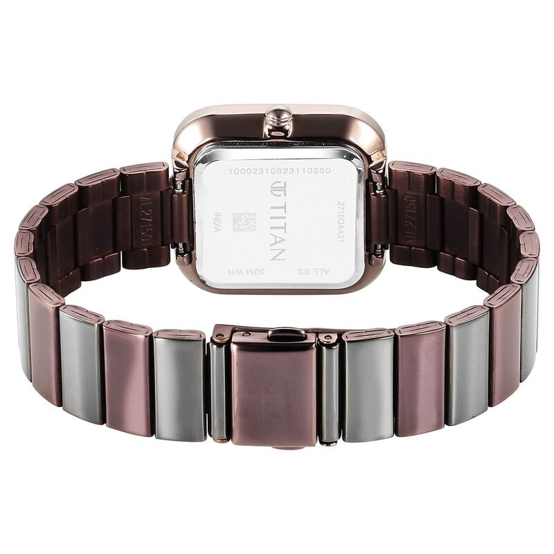 Titan Purple Stackables Quartz Analog Black Dial Stainless Steel Strap Watch for Women 2715KM01F - KRISHNA WATCH COMPANY