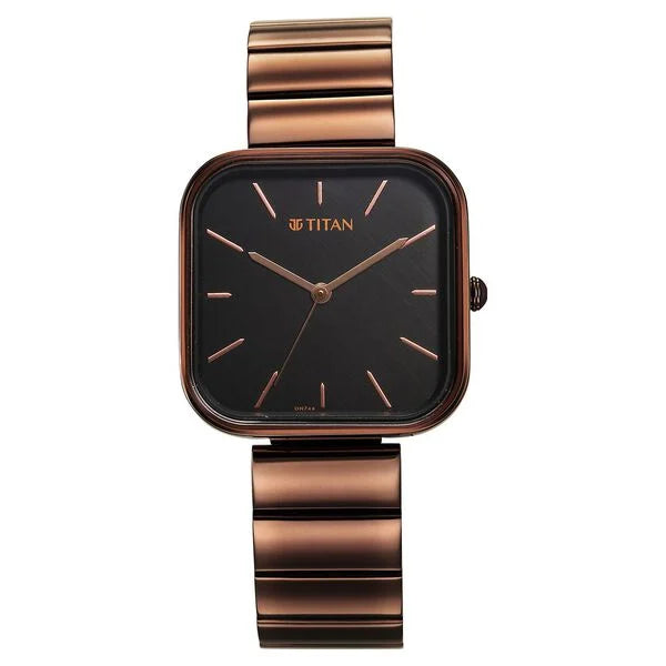 Titan Purple Stackables Quartz Analog Black Dial Stainless Steel Strap Watch for Women 2715qm01f - KRISHNA WATCH COMPANY