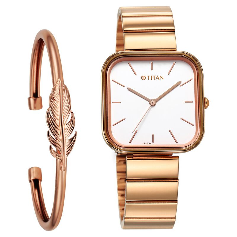 Titan Purple Stackables Quartz Analog White Dial Stainless Steel Strap Watch for Women 2715WM01F - KRISHNA WATCH COMPANY