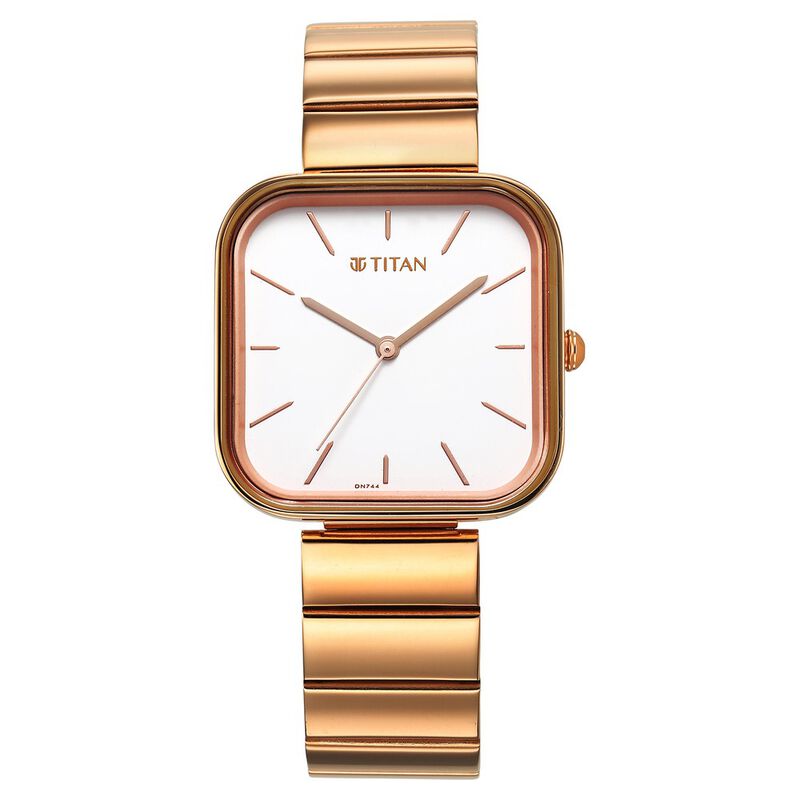 Titan Purple Stackables Quartz Analog White Dial Stainless Steel Strap Watch for Women 2715WM01F - KRISHNA WATCH COMPANY