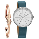 Titan Stackables Quartz Analog White Dial Leather Strap Watch For Women - 2718SL01F