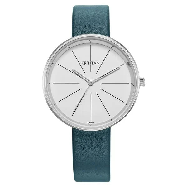 Titan Stackables Quartz Analog White Dial Leather Strap Watch For Women - 2718SL01F - KRISHNA WATCH COMPANY
