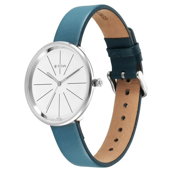 Titan Stackables Quartz Analog White Dial Leather Strap Watch For Women - 2718SL01F - KRISHNA WATCH COMPANY