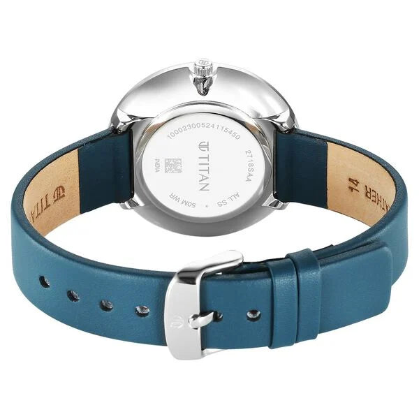 Titan Stackables Quartz Analog White Dial Leather Strap Watch For Women - 2718SL01F - KRISHNA WATCH COMPANY