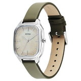 Titan Workwear Quartz Analog White Dial Green Leather Strap Watch For Women 2733sl01