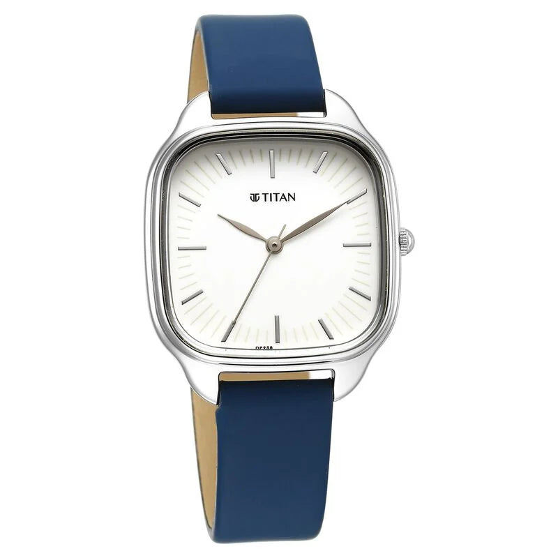 Titan Workwear Quartz Analog Beige Dial Green Leather Strap Watch For Women 2733SL02 - KRISHNA WATCH COMPANY