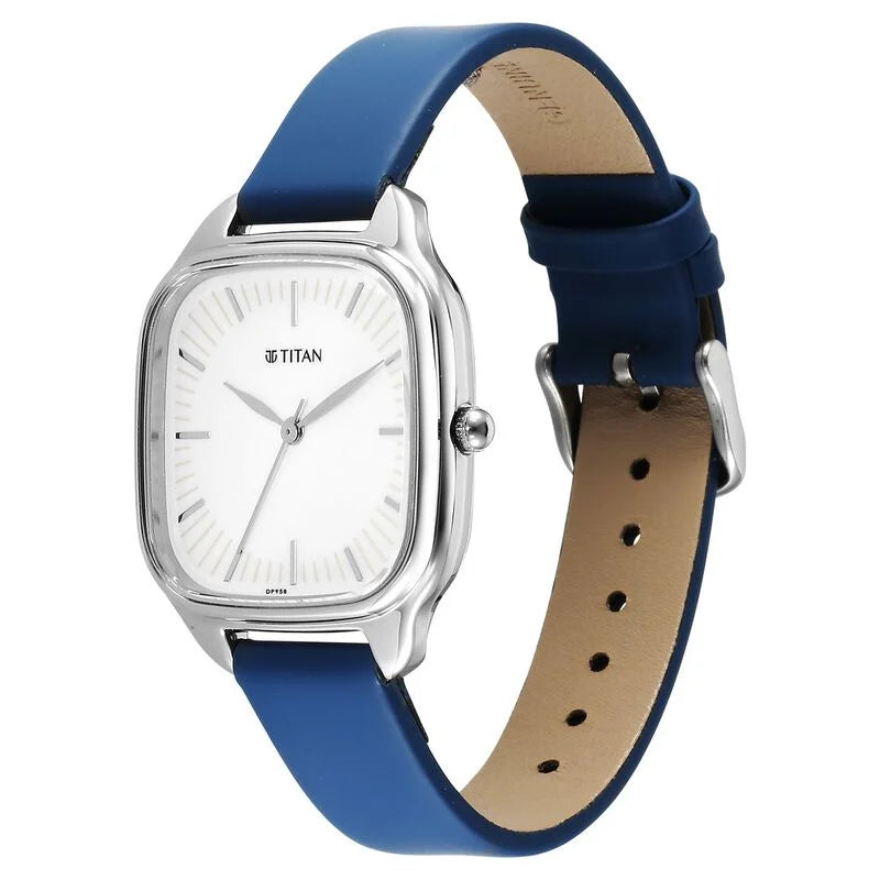 Titan Workwear Quartz Analog Beige Dial Green Leather Strap Watch For Women 2733SL02 - KRISHNA WATCH COMPANY