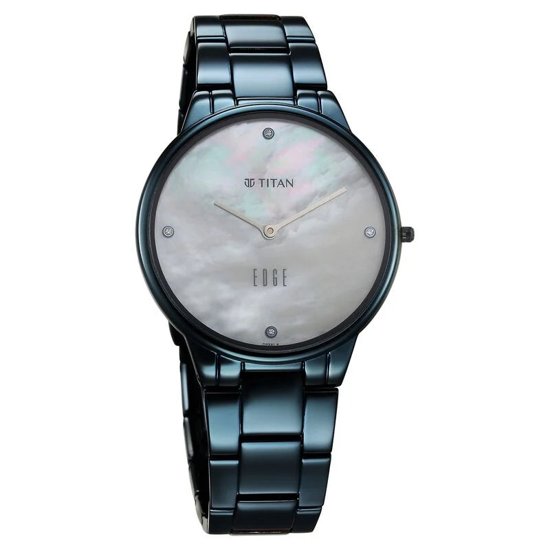 Titan Edge Metal Ladies Allure Quartz Analog Rich Mother Of Pearl Dial Stainless Steel Strap Watch For Women 2734QM01 - KRISHNA WATCH COMPANY