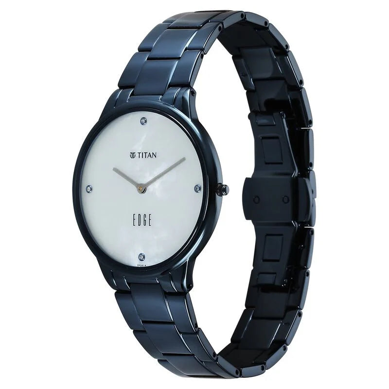 Titan Edge Metal Ladies Allure Quartz Analog Rich Mother Of Pearl Dial Stainless Steel Strap Watch For Women 2734QM01 - KRISHNA WATCH COMPANY