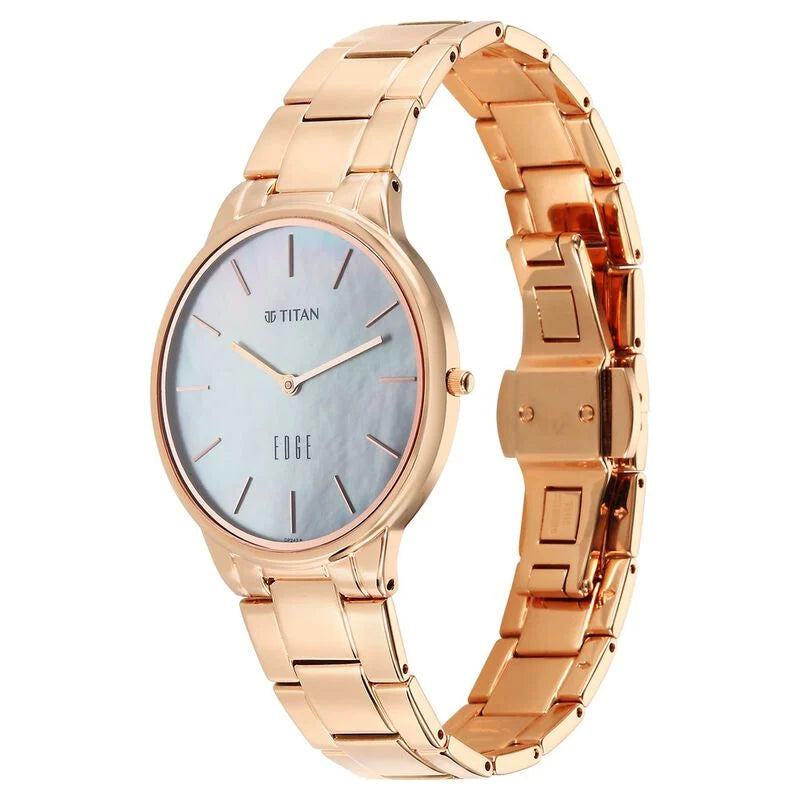 Titan Edge Metal Ladies Allure Quartz Analog Rich Mother Of Pearl Dial Stainless Steel Strap Watch For Women 2734WM01 - KRISHNA WATCH COMPANY