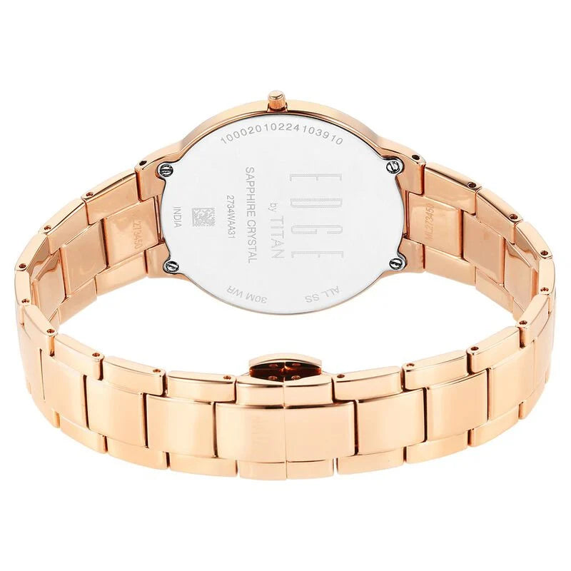 Titan Edge Metal Ladies Allure Quartz Analog Rich Mother Of Pearl Dial Stainless Steel Strap Watch For Women 2734WM01 - KRISHNA WATCH COMPANY