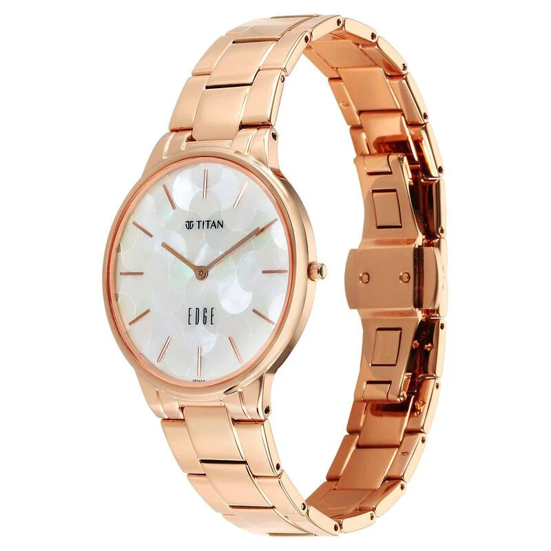 Titan Edge Metal Ladies Allure Quartz Analog Rich Mother Of Pearl Dial Stainless Steel Strap Watch For Women 2734WM02 - KRISHNA WATCH COMPANY