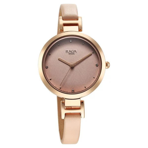 Titan Raga Memoirs Quartz Analog Pink Dial With Pink Color Leather Strap Watch For Women 2752wl01 - KRISHNA WATCH COMPANY