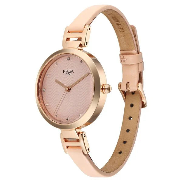 Titan Raga Memoirs Quartz Analog Pink Dial With Pink Color Leather Strap Watch For Women 2752wl01 - KRISHNA WATCH COMPANY