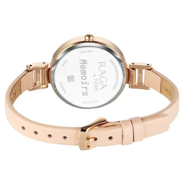Titan Raga Memoirs Quartz Analog Pink Dial With Pink Color Leather Strap Watch For Women 2752wl01 - KRISHNA WATCH COMPANY