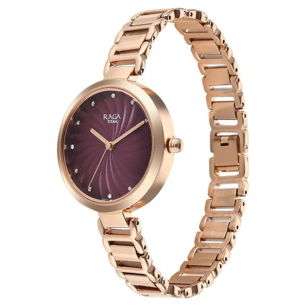 Titan Raga Memoirs Quartz Analog Burgundy Dial Watch For Women - 2752WM01 - KRISHNA WATCH COMPANY