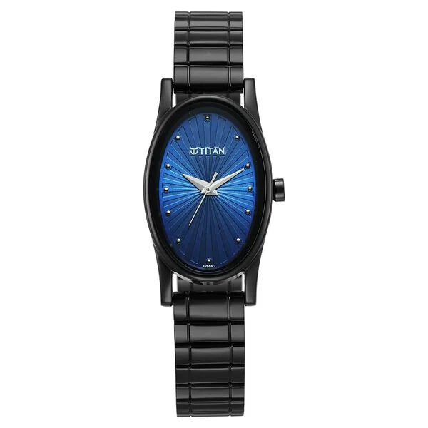 Titan Karishma Quartz Analog Blue Dial Black Stainless Steel Strap Watch For Women 2759nm01 - KRISHNA WATCH COMPANY