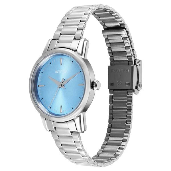 Titan Karishma Quartz Analog Blue Dial Silver Stainless Steel Strap Watch For Women 2760sm02 - KRISHNA WATCH COMPANY