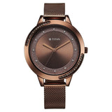 Titan Razzle Dazzle Quartz Analog Brown Dial Stainless Steel Mesh Strap Watch For Women 2764qm01