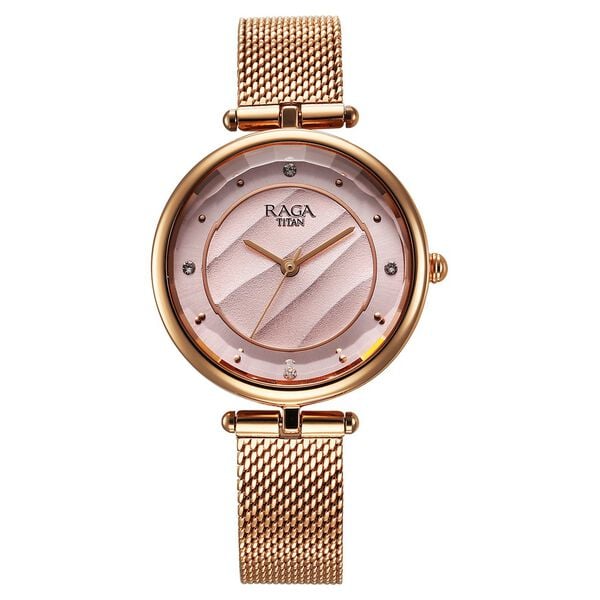 Titan Raga Showstopper Quartz Analog Pink Dial Metal Strap Watch For Women 2773wm01 - KRISHNA WATCH COMPANY