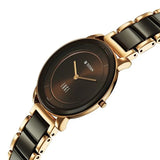 Titan Edge Melange Quartz Analog Brown Dial Rose Gold Steel & Ceramic Strap Watch For Women nu2777kd01