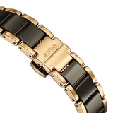 Titan Edge Melange Quartz Analog Brown Dial Rose Gold Steel & Ceramic Strap Watch For Women nu2777kd01