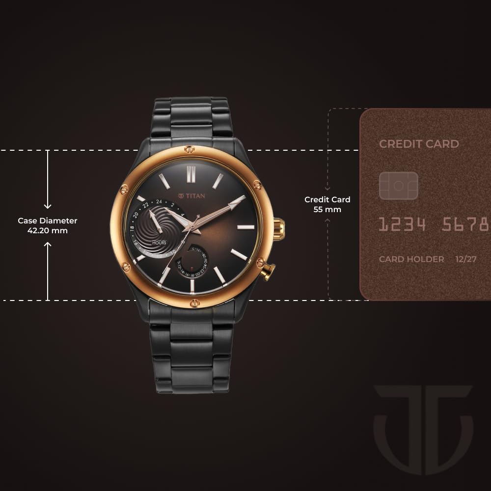 Titan Stellar Quartz Multifunction Brown Dial Watch for Men - 10009KM02 - KRISHNA WATCH COMPANY