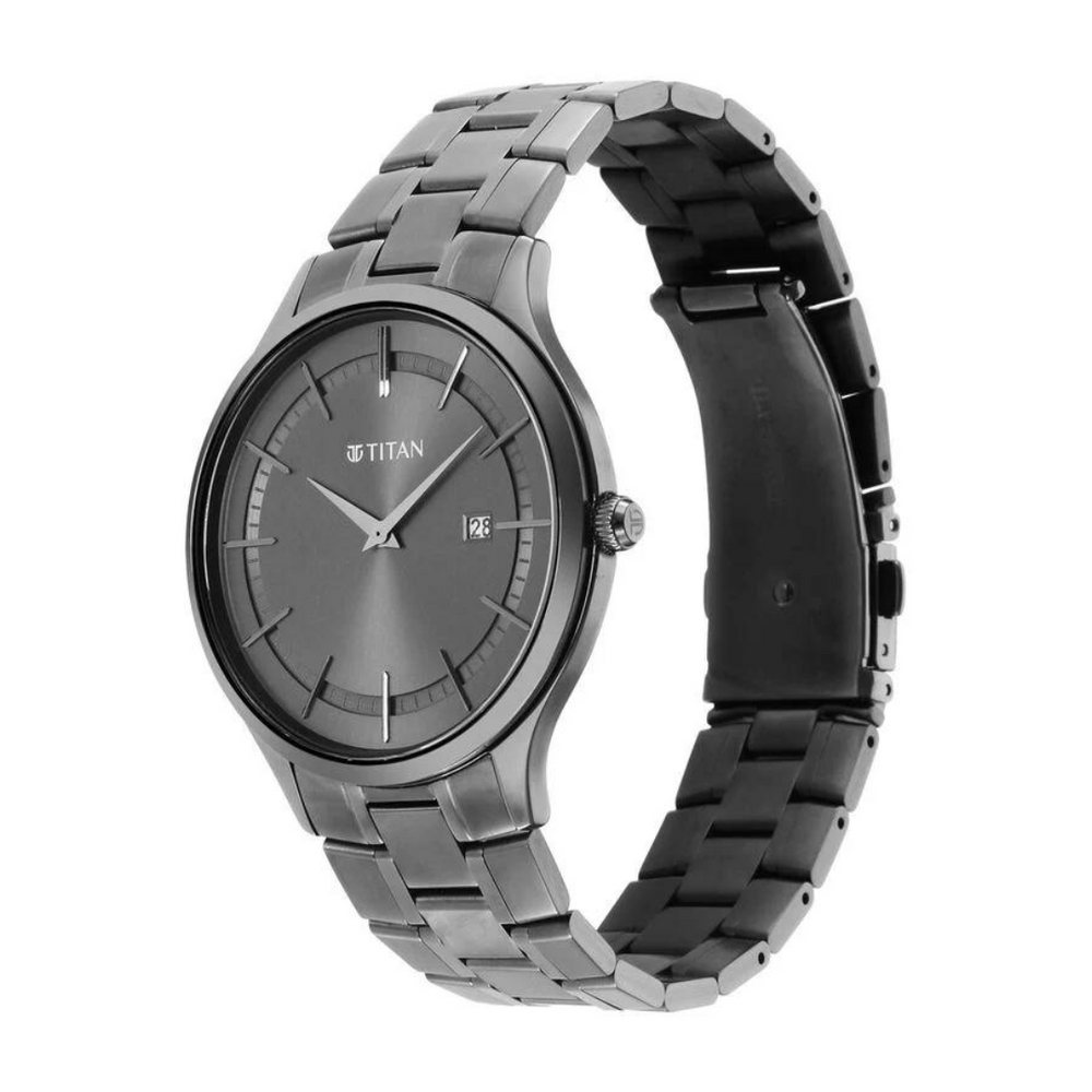 Titan Classique Slimline Silver Dial Analog with Date Stainless Steel Strap watch for Men 90142KM01 - KRISHNA WATCH COMPANY