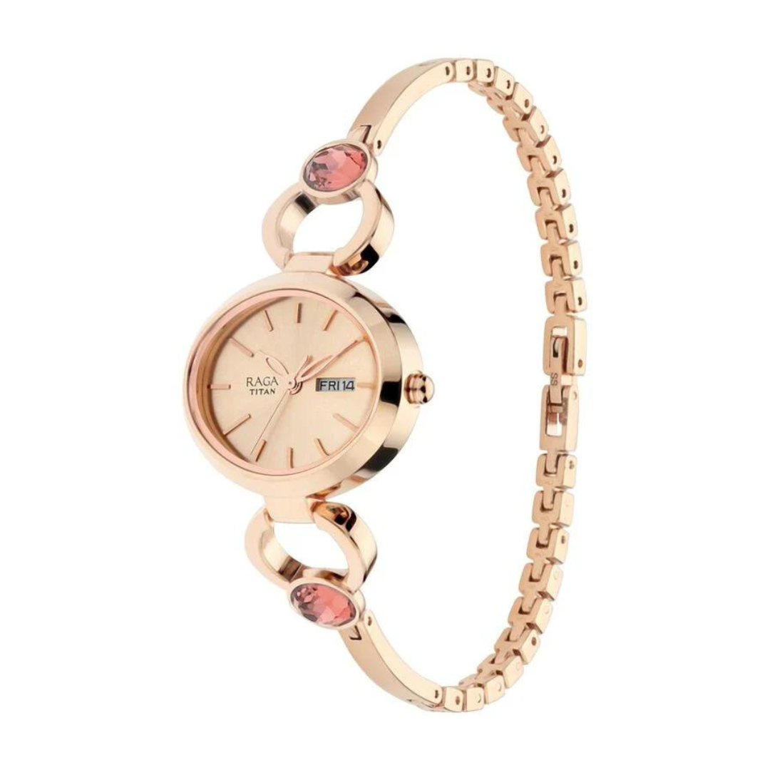Titan Raga Viva Rose Gold Dial Analog Watch for Women - 2621WM01 - KRISHNA WATCH COMPANY