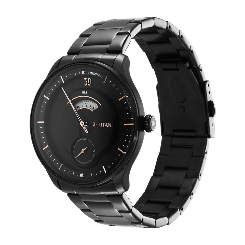 Titan Quartet Black Dial Analog Stainless Steel Strap watch for Men NS1890NM01 - KRISHNA WATCH COMPANY