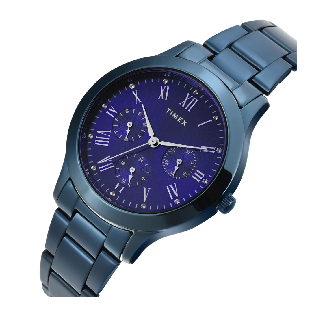 Timex Women Blue Round Multifunction Dial Watch - TW000Q819 - KRISHNA WATCH COMPANY