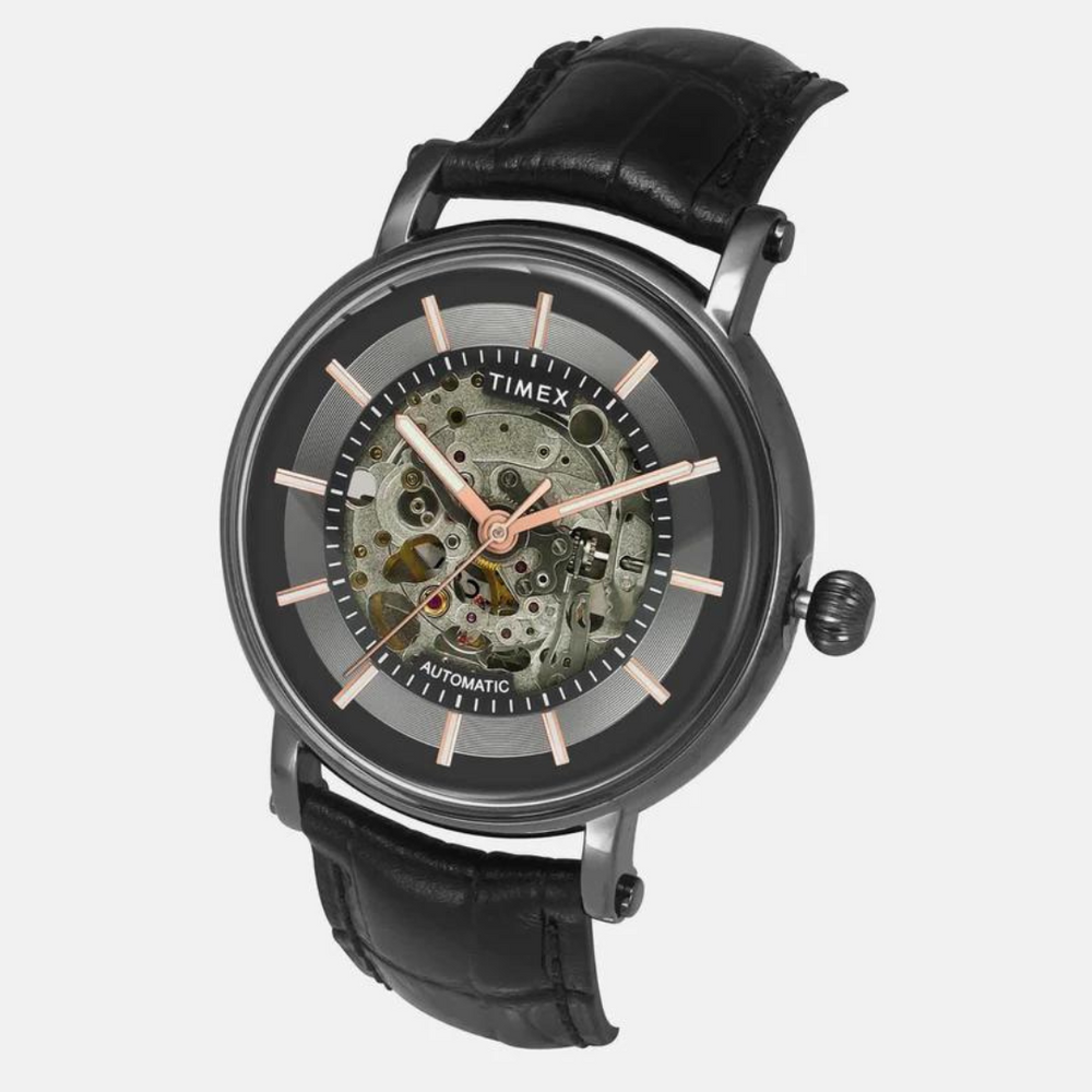 Timex E Class Male Black Analog Leather Watch TWEG16720 - KRISHNA WATCH COMPANY