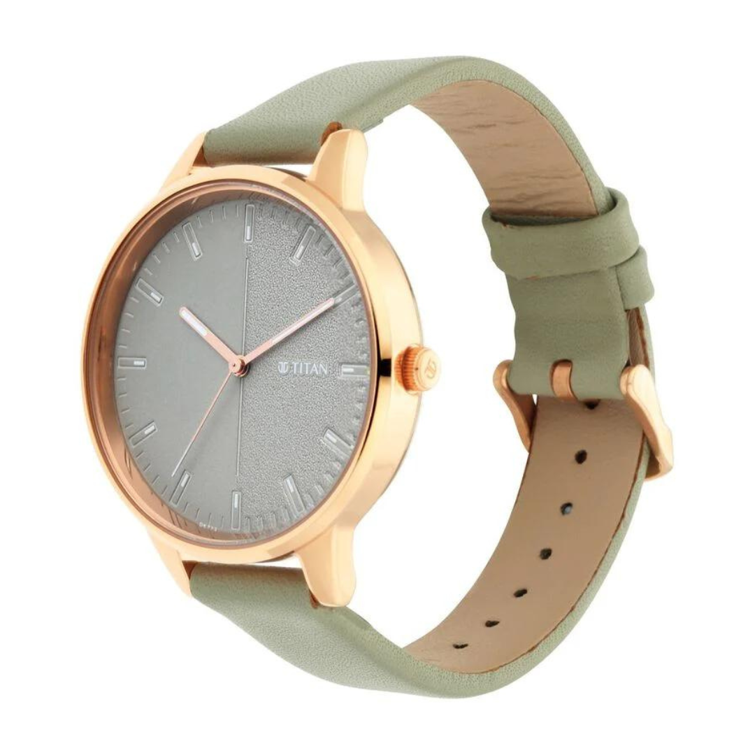 Titan Women's Precision Simplicity Watch: Green Gradient Dial with Leather Strap NS2648WL01 - KRISHNA WATCH COMPANY