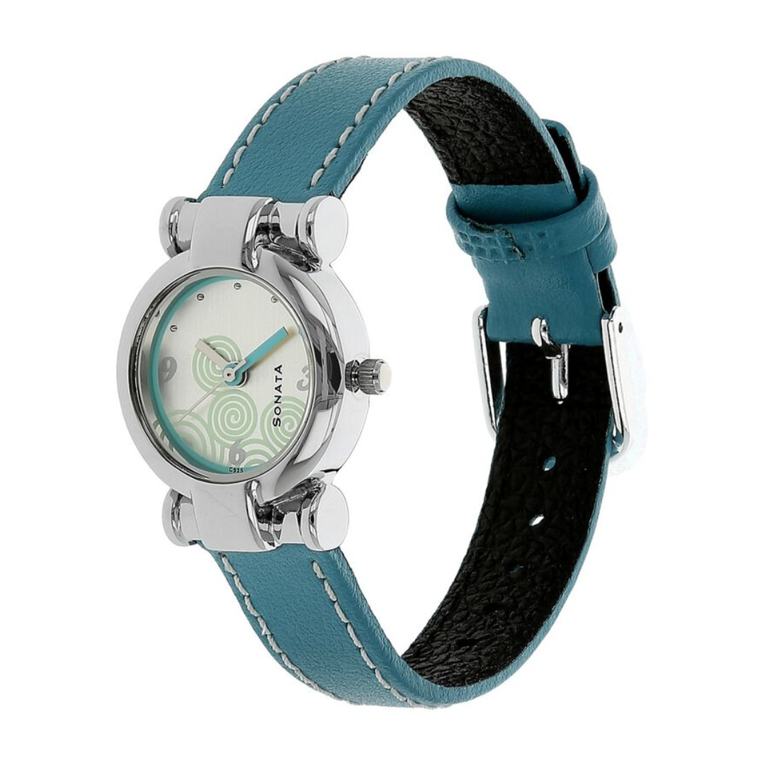 Sonata White Dial Blue Leather Strap Watch 8944SL01 - KRISHNA WATCH COMPANY