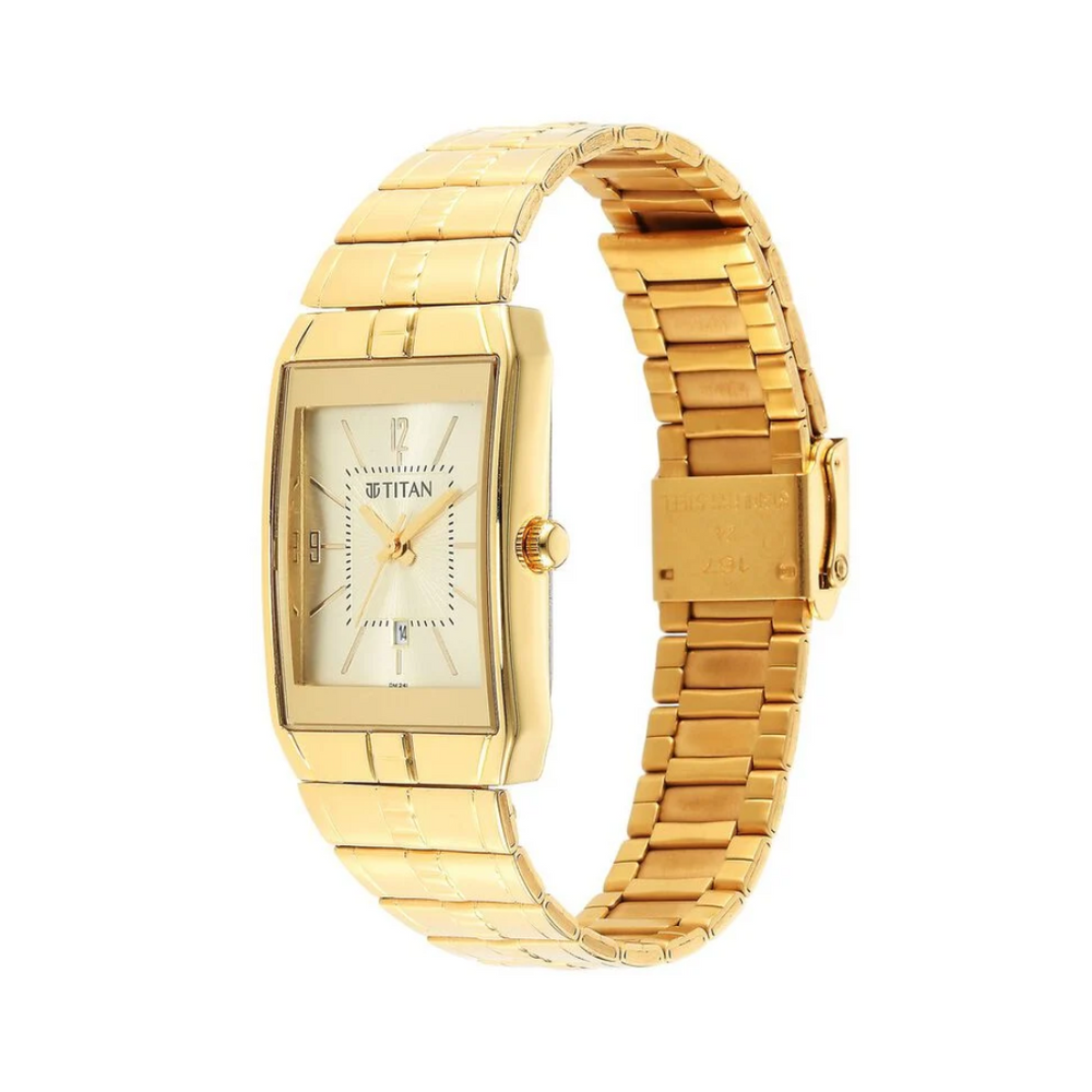 Titan Karishma Analog Champagne Dial Watch for Men 9151ym07 - KRISHNA WATCH COMPANY