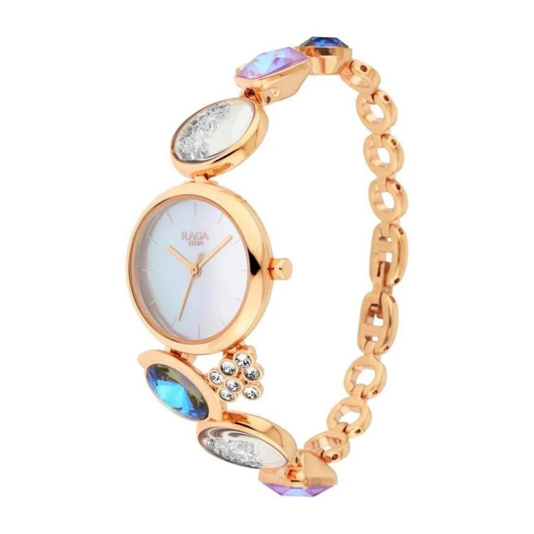 Titan Raga Moments Of Joy Mother of Pearl Dial Women Watch With Metal Strap - 95128WM01F