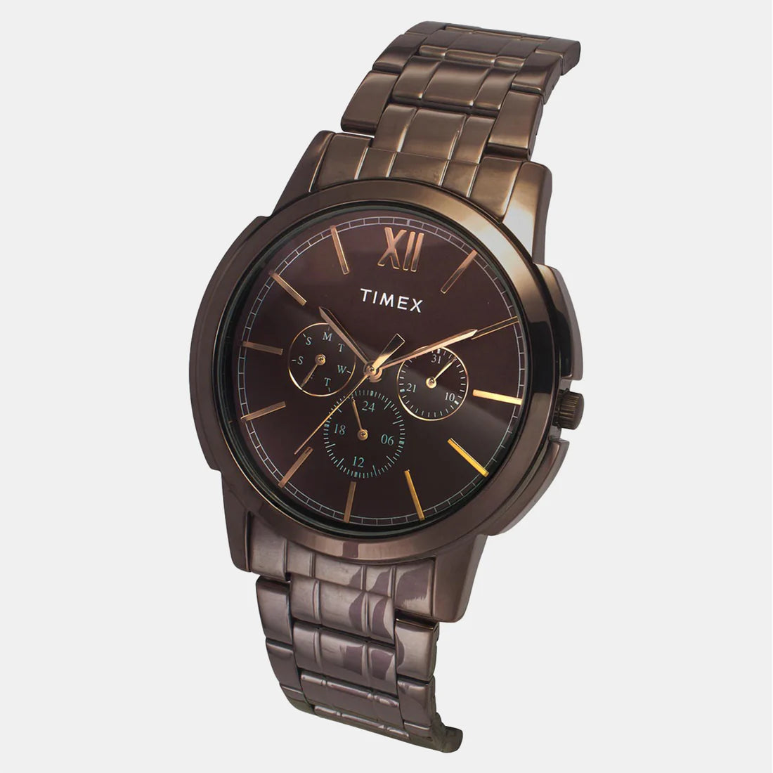 TIMEX Men's Brown Round Chronograph Stainless Steel Watch TW000U324 - KRISHNA WATCH COMPANY