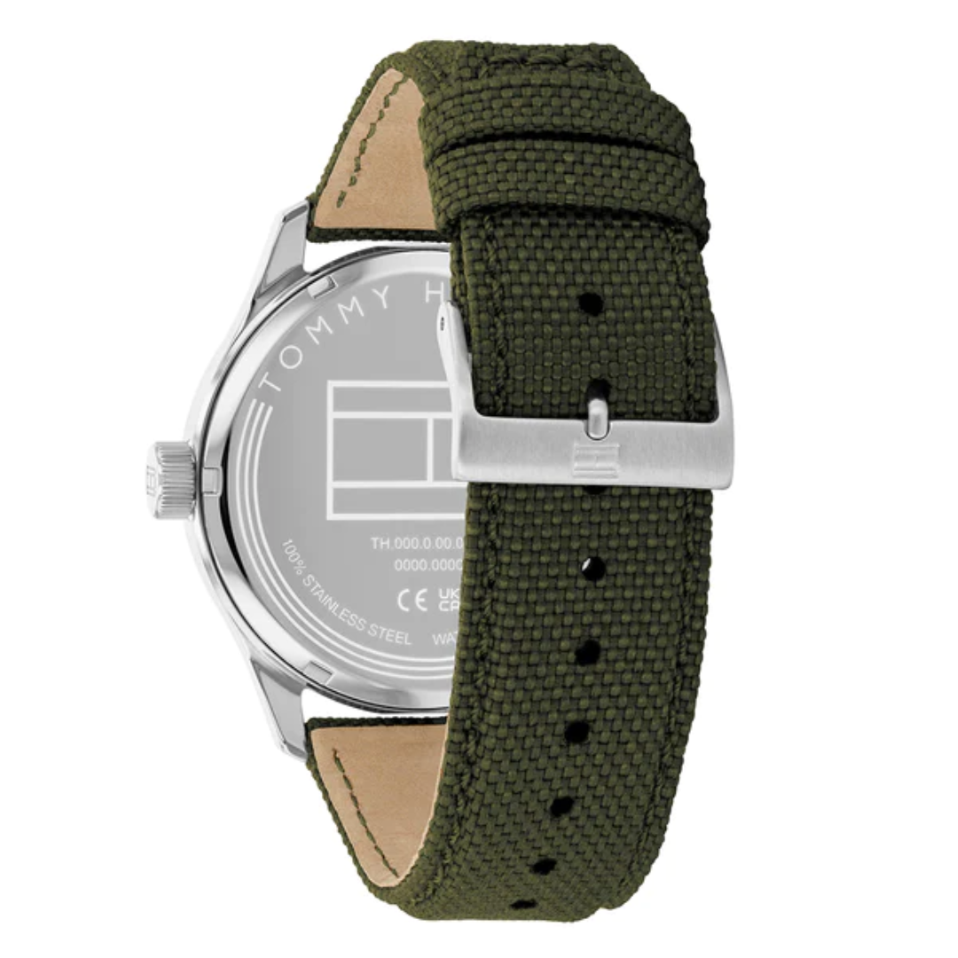 Tommy Hilfiger Men's Green Cordura Strap and Black Dial Quartz Basic Calendar Watch 1710593 - KRISHNA WATCH COMPANY