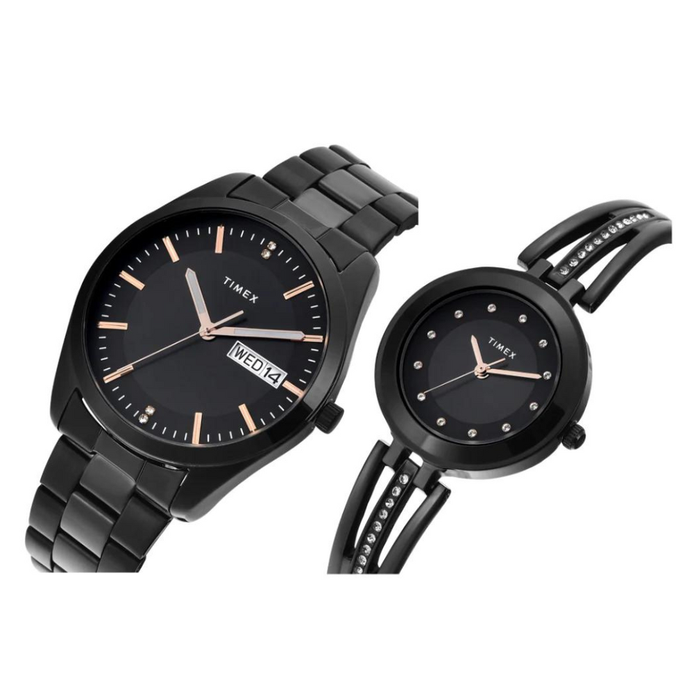 Timex Pairs Black Round Analog Dial Watch - TW00PR310 - KRISHNA WATCH COMPANY