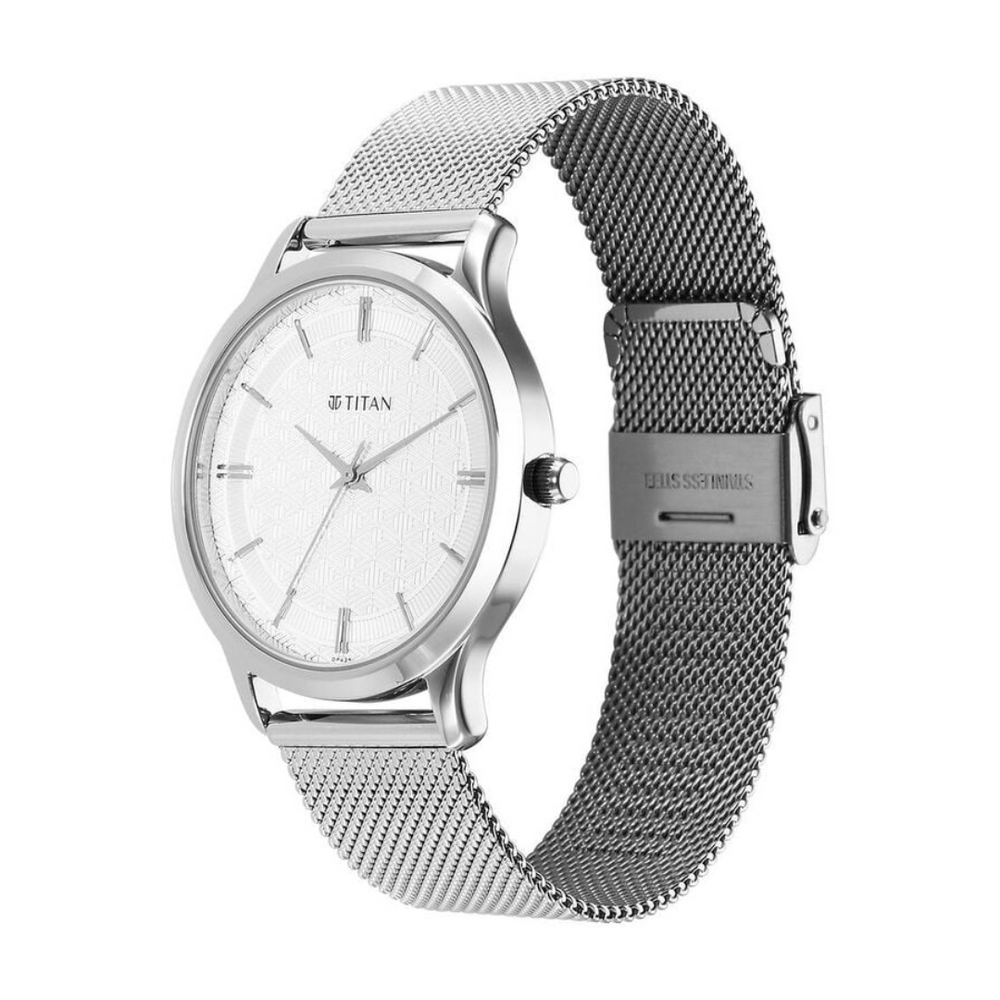 Titan Karishma Quartz Analog Silver Dial Stainless Steel Strap Watch for Men 1825SM09 - KRISHNA WATCH COMPANY