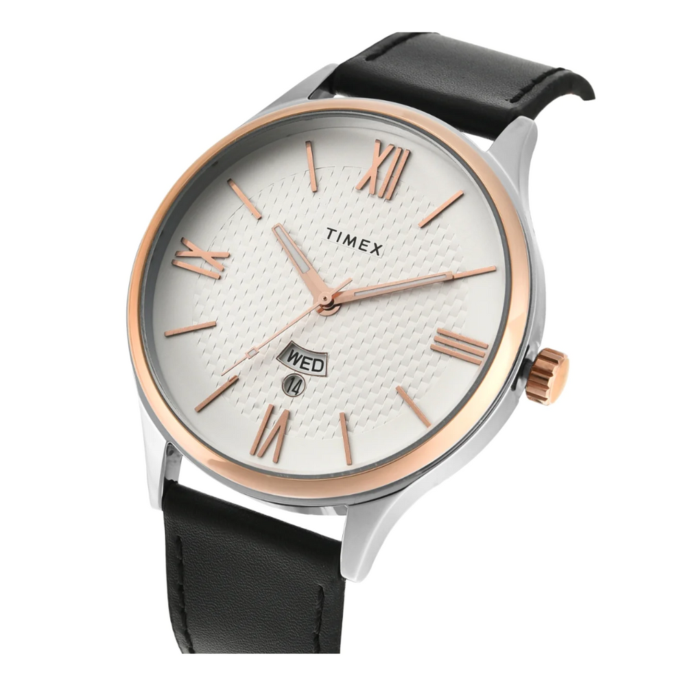 Timex Men Analog Silver Round Brass Dial Watch- TWEG18427 - KRISHNA WATCH COMPANY