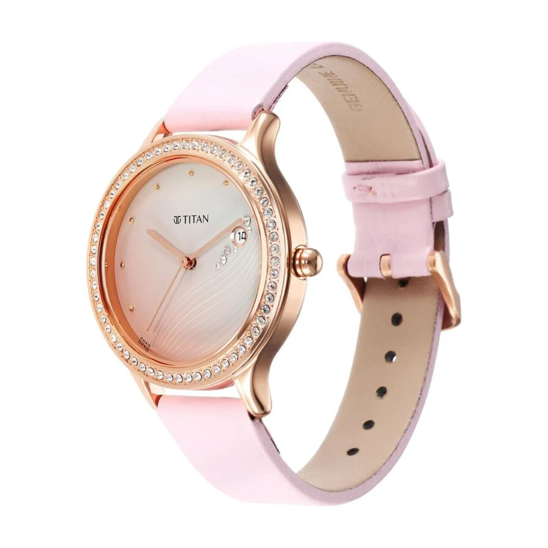 Titan Purple Glam It Up Pink Dial Analog with Date Strap Watch for Women 2634WL02 / NS2634WL02 - KRISHNA WATCH COMPANY