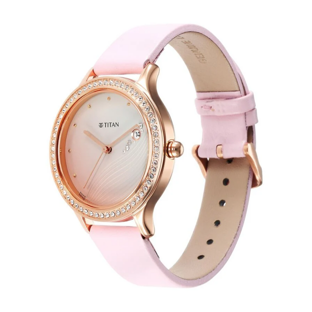 Titan Purple Glam It Up Pink Dial Analog with Date Strap Watch for Women 2634WL02 / NS2634WL02 - KRISHNA WATCH COMPANY