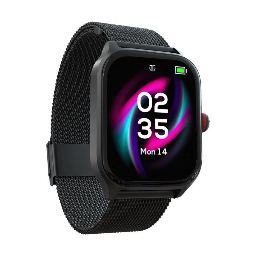 Titan Zeal with 4.69 cm AMOLED Display with AOD, Functional Crown, BT Calling, Smartwatch with Black Mesh Strap 90196AM01 - KRISHNA WATCH COMPANY