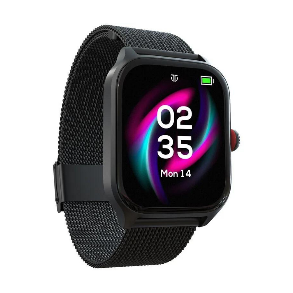 Titan Zeal with 4.69 cm AMOLED Display with AOD, Functional Crown, BT Calling, Smartwatch with Black Mesh Strap 90196AM01 - KRISHNA WATCH COMPANY