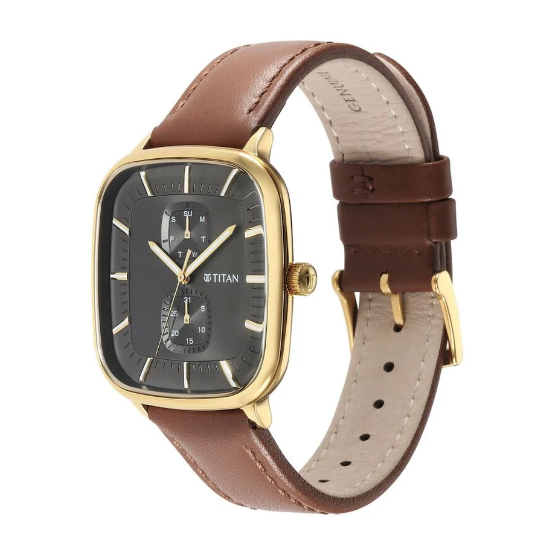 Titan Avant Garde Anthracite Dial Quartz watch for Men - 90178YL01 - KRISHNA WATCH COMPANY