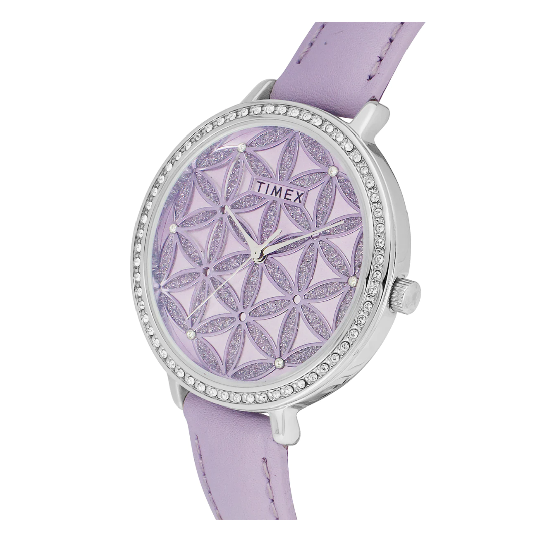 Timex Fashion Women's Lavender Dial Round Case 3 Hands Function Watch -TWEL14706 - KRISHNA WATCH COMPANY