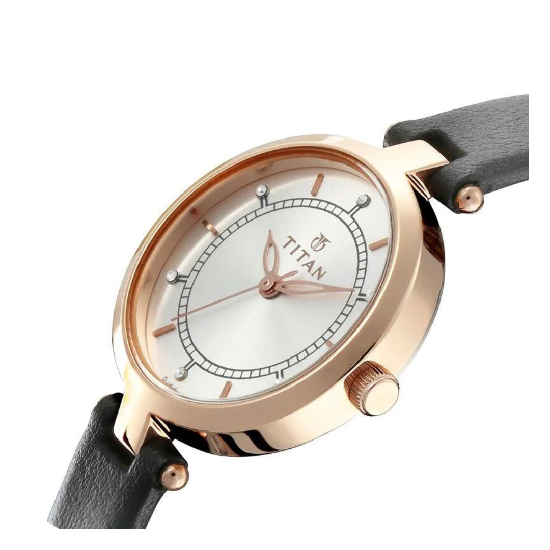 Titan Bandhan Silver White Dial Leather Pair Watches NP17732603WL01 - KRISHNA WATCH COMPANY